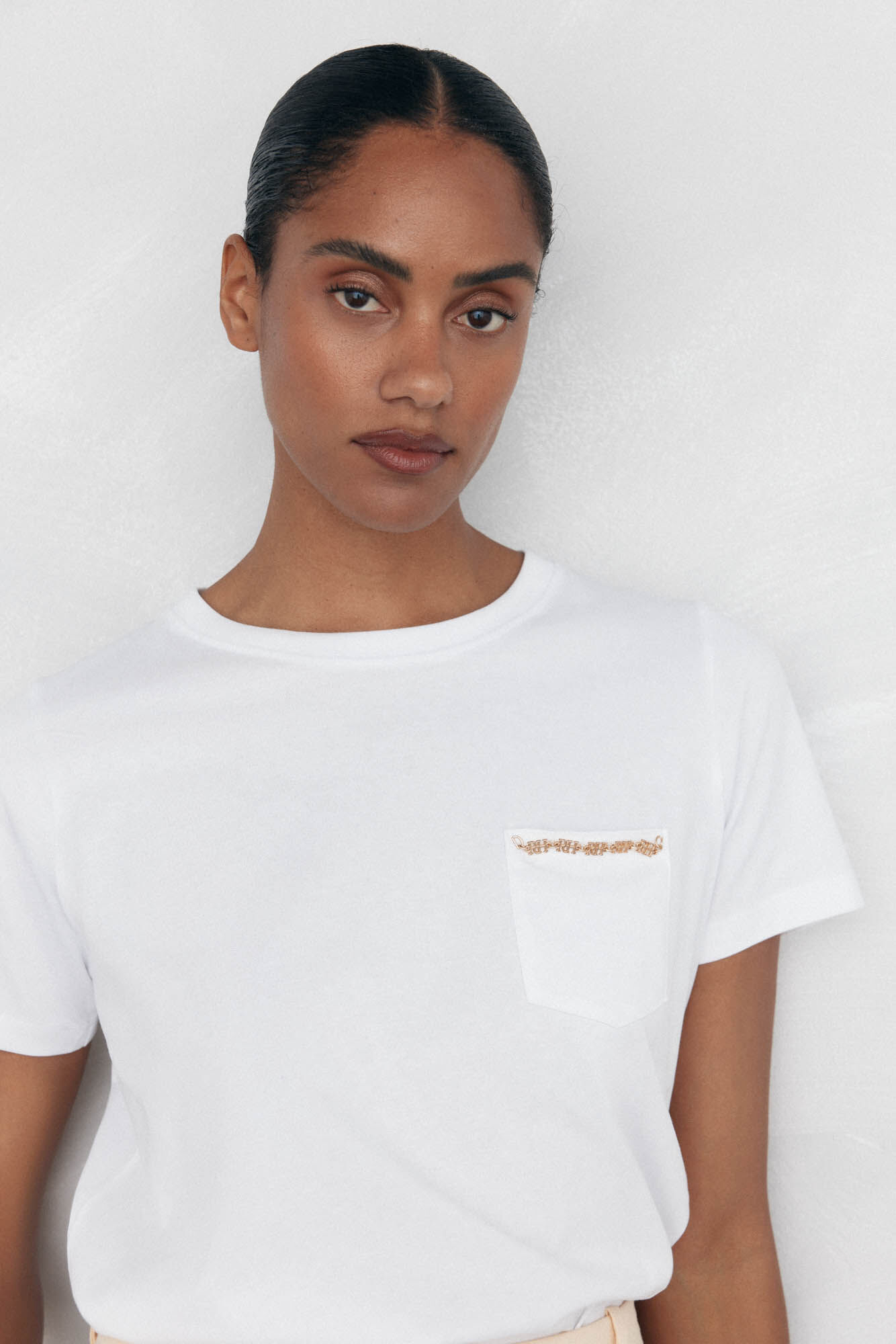 Pedro del Hierro Camiseta bolsillo cadena Blanco