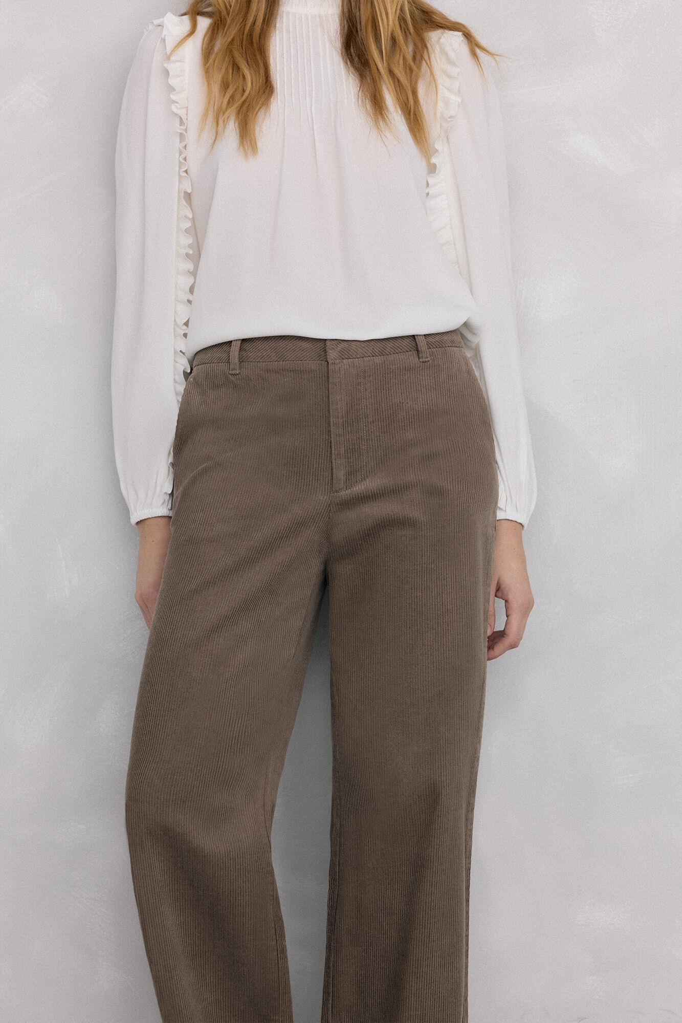 Pedro del Hierro Cal&ccedil;as de veludo cl&aacute;ssicas de perna larga Marrom