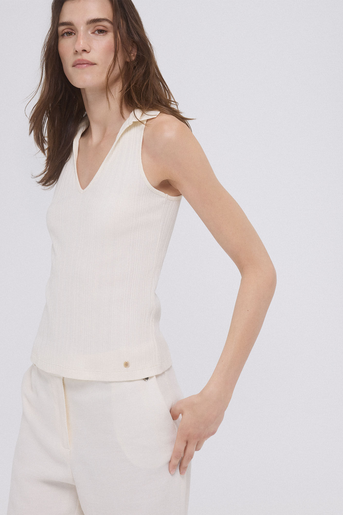 Pedro del Hierro Sleeveless polo shirt Beige