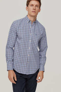 Pedro del Hierro Checked tech-non iron stain-resistant shirt Blue