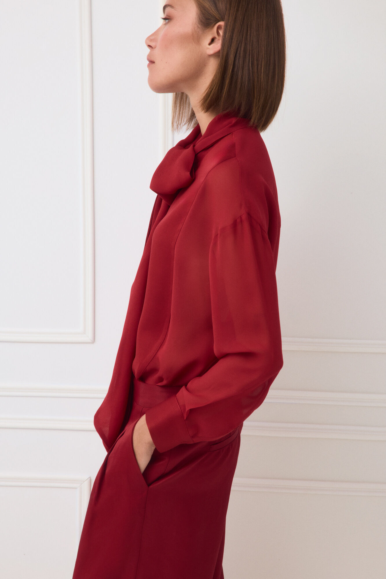 TFP by Tamara Falc&oacute; Combined bow blouse Red