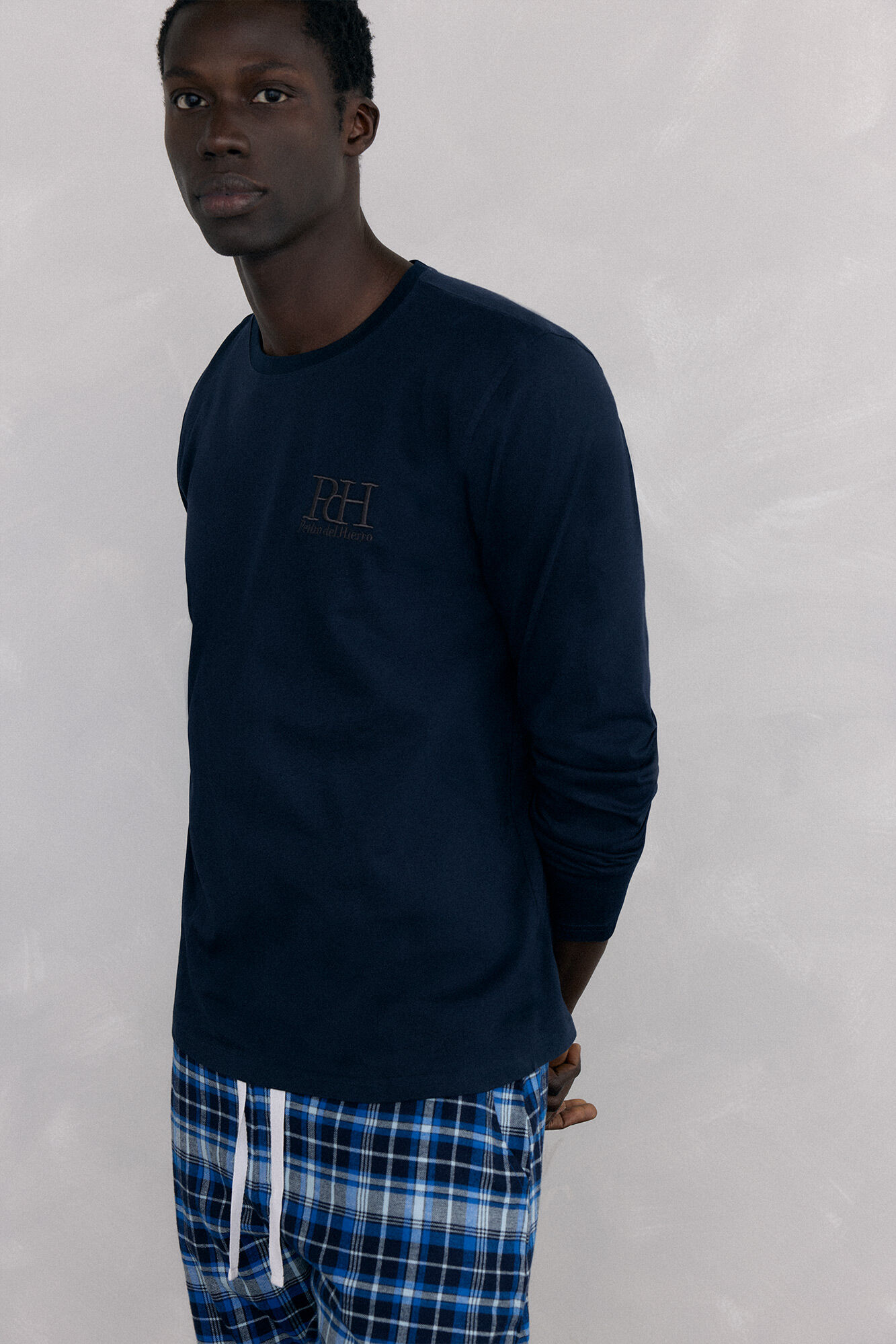 Pedro del Hierro Set de pijama punto y tela Azul