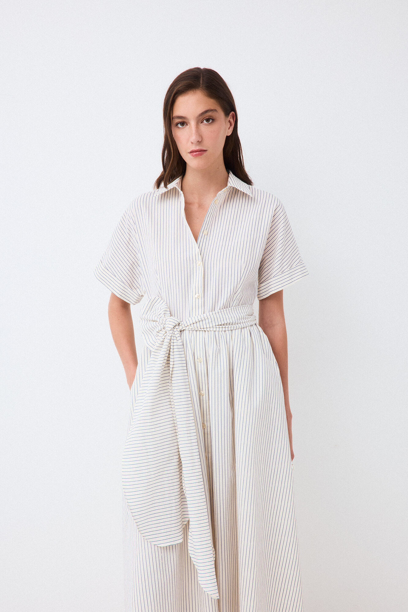 TFP by Tamara Falc&oacute; Seersucker shirt dress Blue