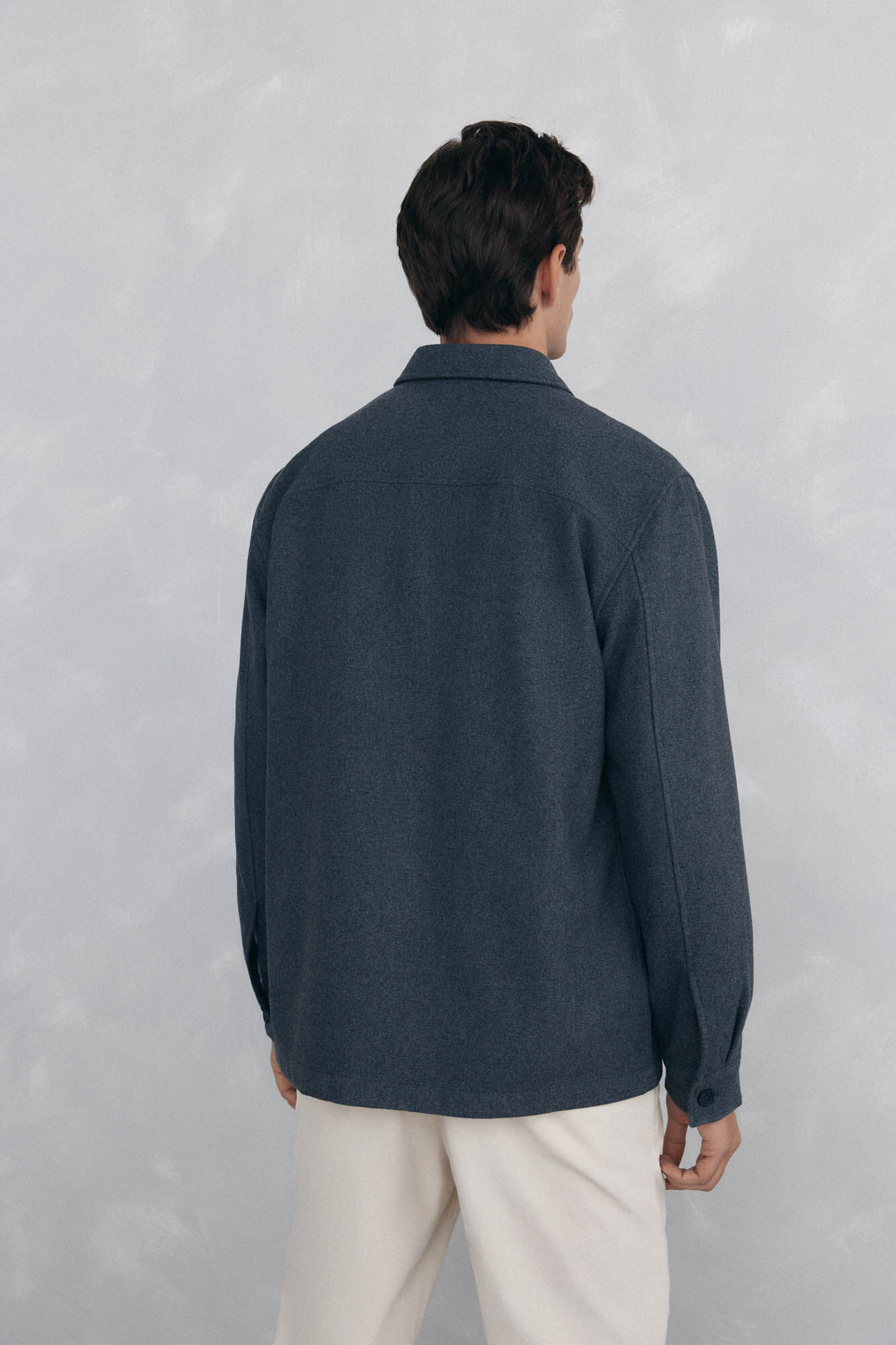 Pedro del Hierro Plain wool overshirt Grey
