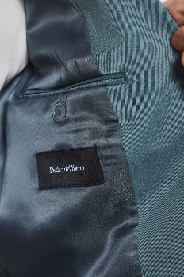 Pedro del Hierro Americana algodón-lino slim fit Azul