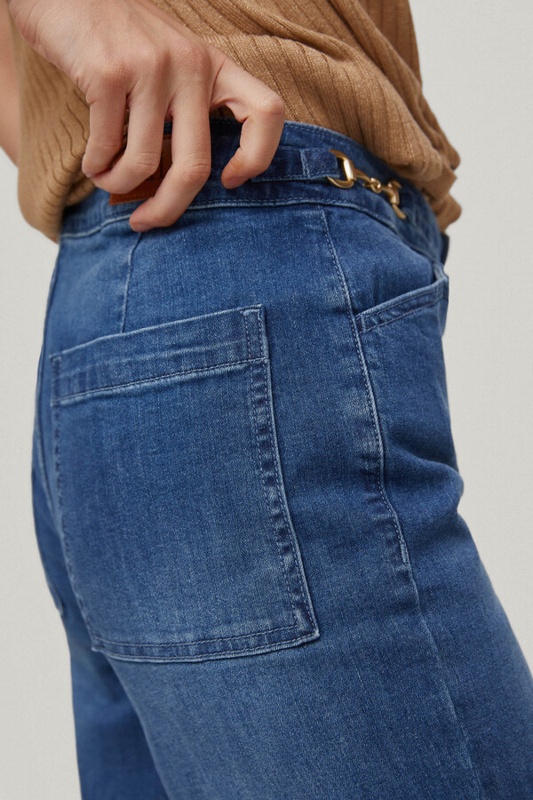 Pedro del Hierro Wide leg cropped jeans Blue