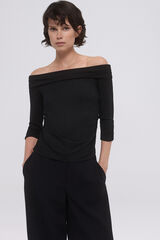 Pedro del Hierro Lurex off-shoulder t-shirt Black