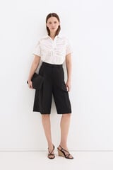Pedro del Hierro Linen long Bermuda shorts Black