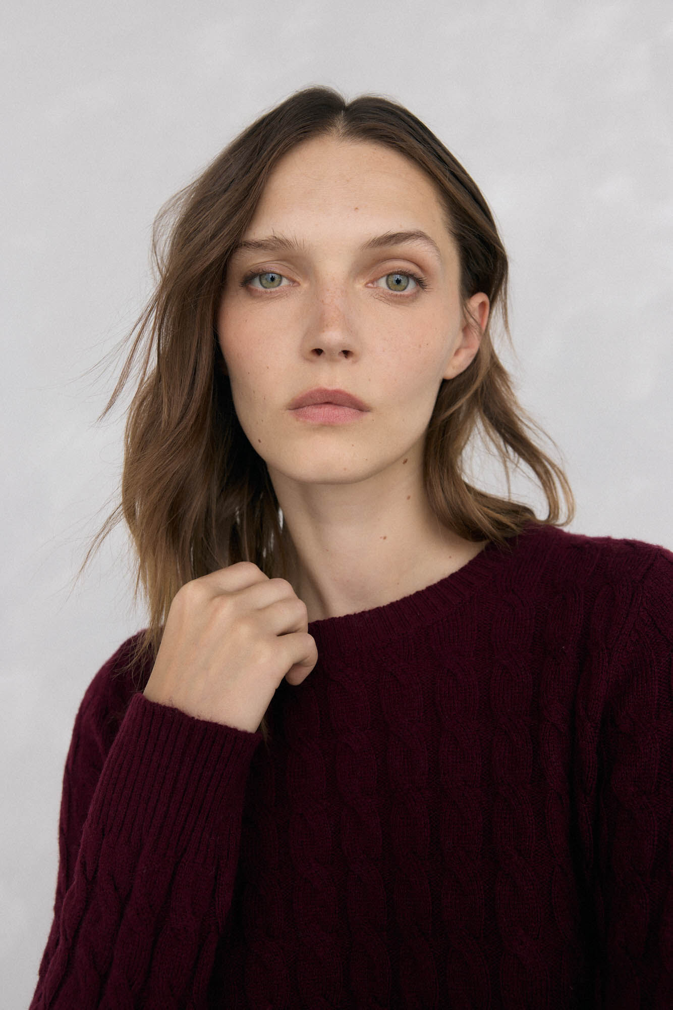 Pedro del Hierro Su&eacute;ter de oitos de l&atilde; merino Bordeaux