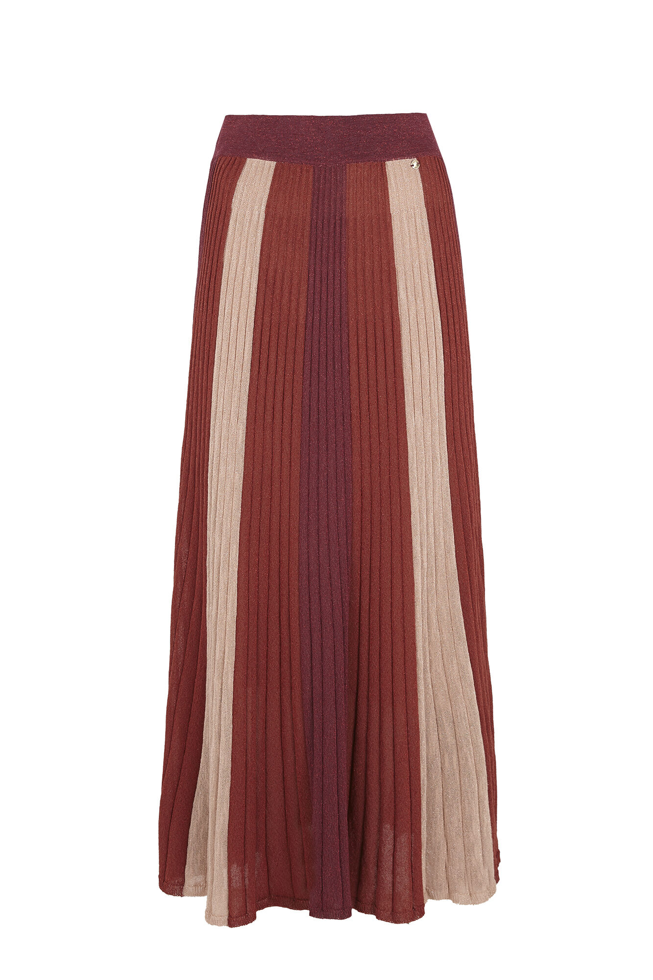 Pedro del Hierro Multicoloured lurex knit pleated skirt Burgundy