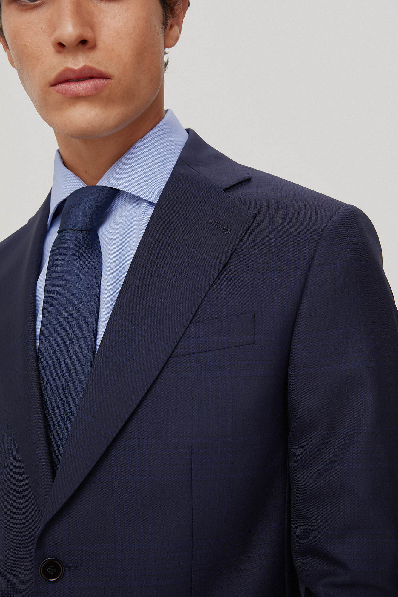 Pedro del Hierro Grey slim fit princes of wales check suit blazer Blue