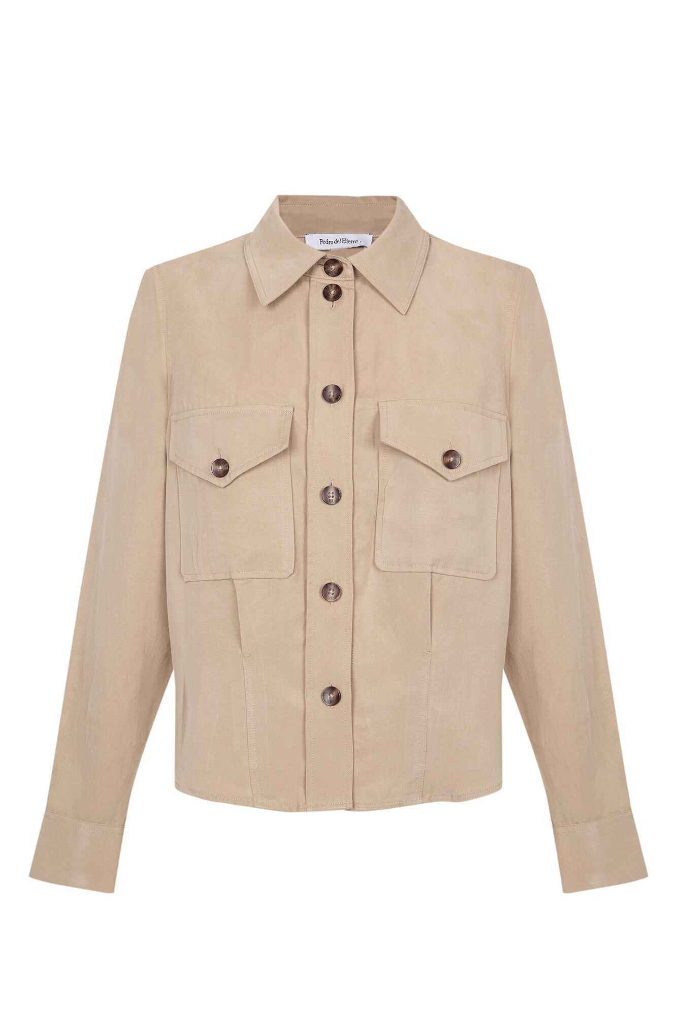 Pedro del Hierro Tencel shirt with pockets Beige