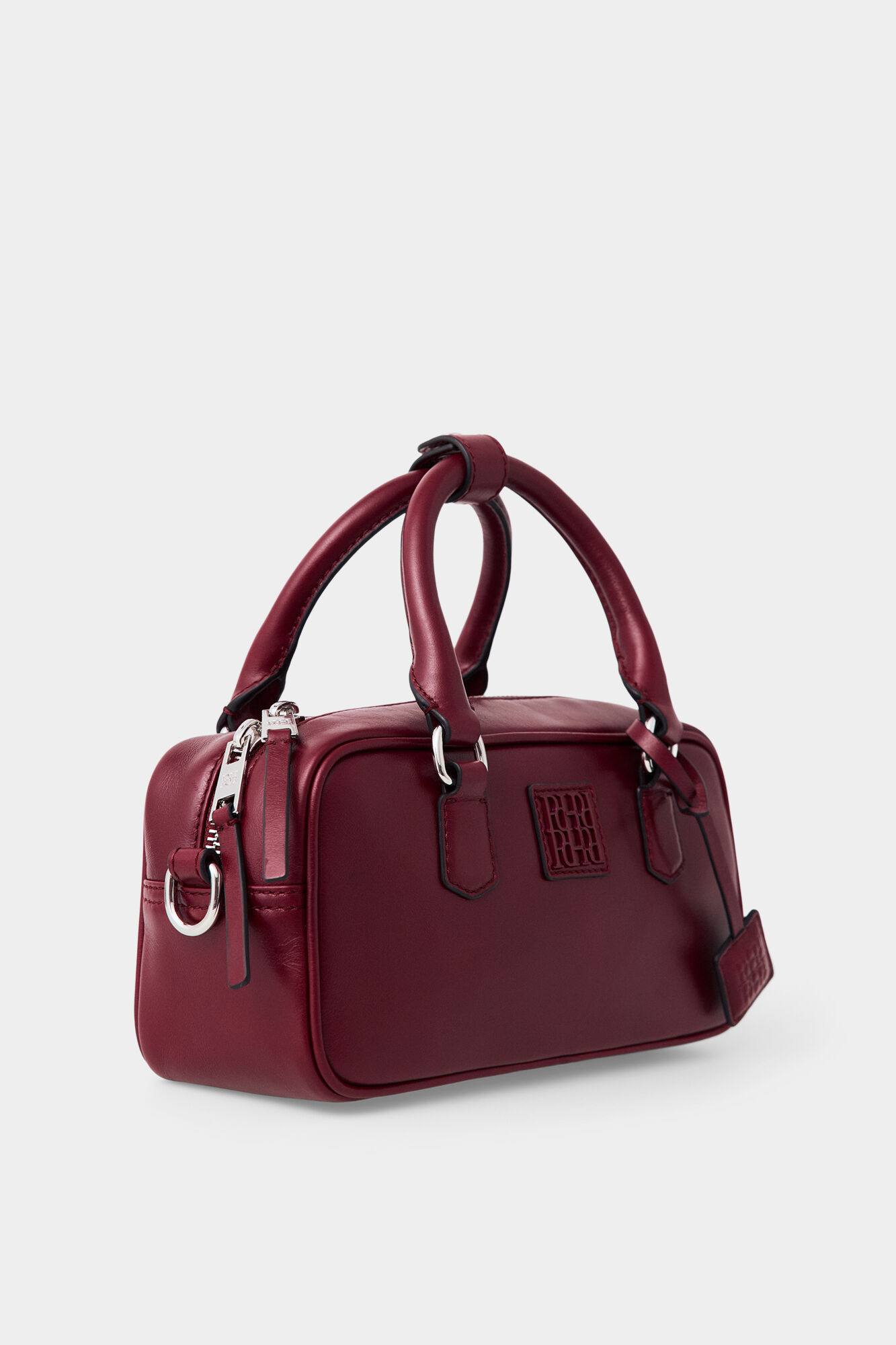Pedro del Hierro Leather mini bowling bag Red