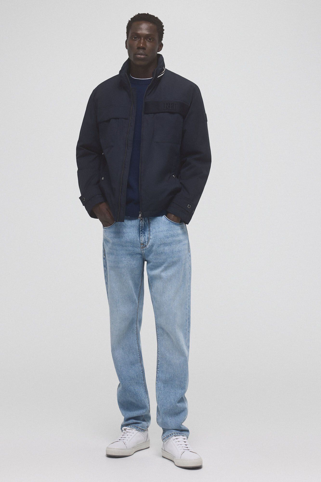 Pedro del Hierro Jacket with detachable hood Blue