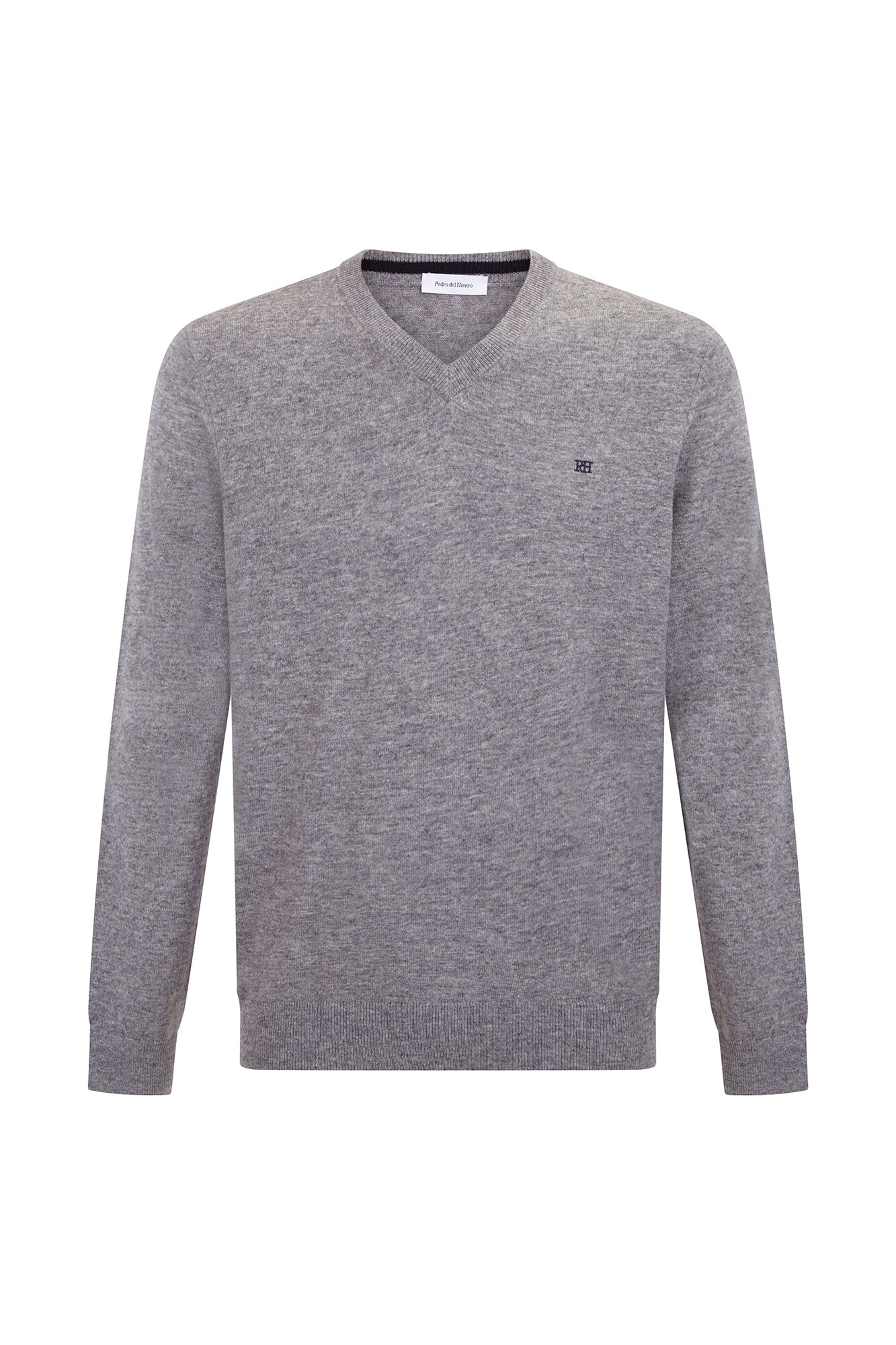Pedro del Hierro Jersey cuello pico lana merino y cashmere Gris
