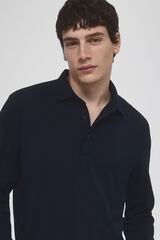 Pedro del Hierro Tencel long sleeve polo shirt Blue