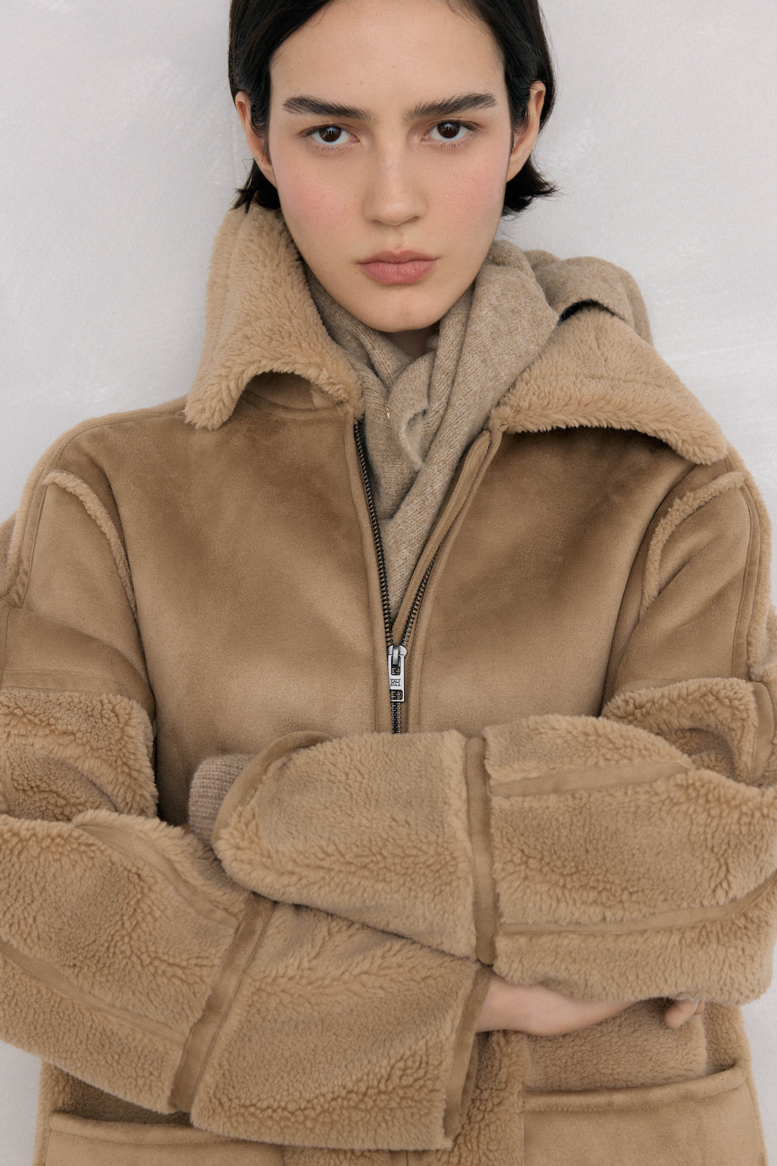 Pedro del Hierro Combined textures coat Beige