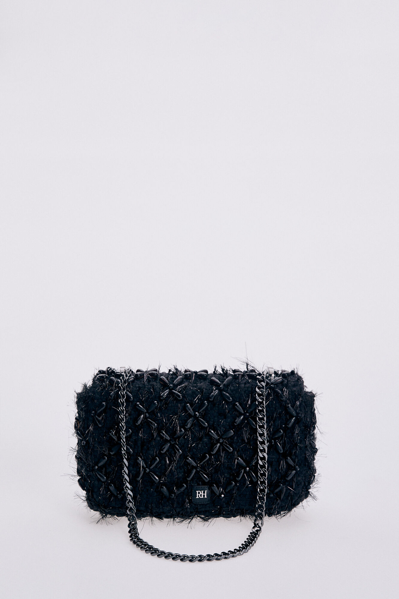 Pedro del Hierro Mala de tecido preta com correntes Preto