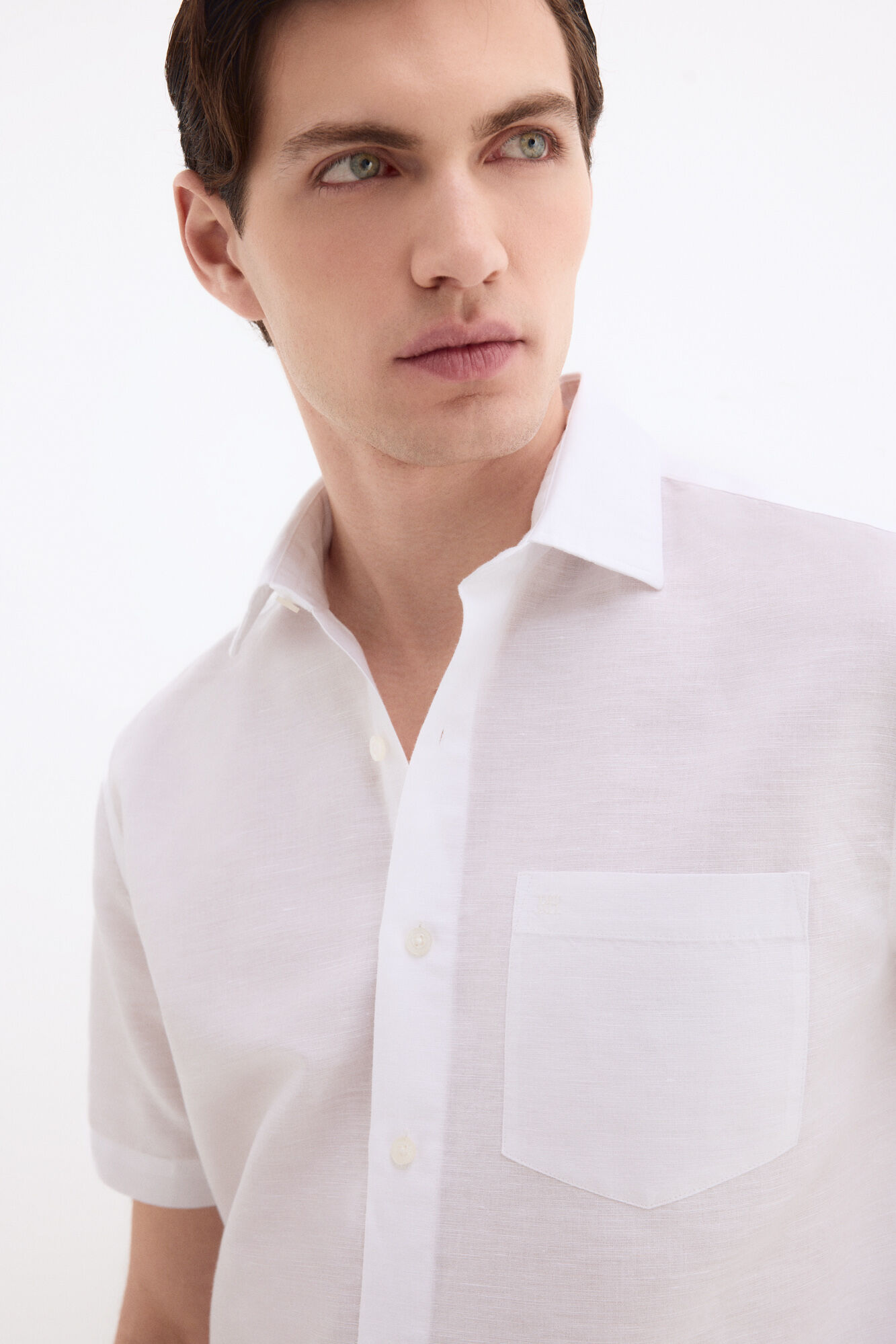 Pedro del Hierro Linen cotton plain shirt White
