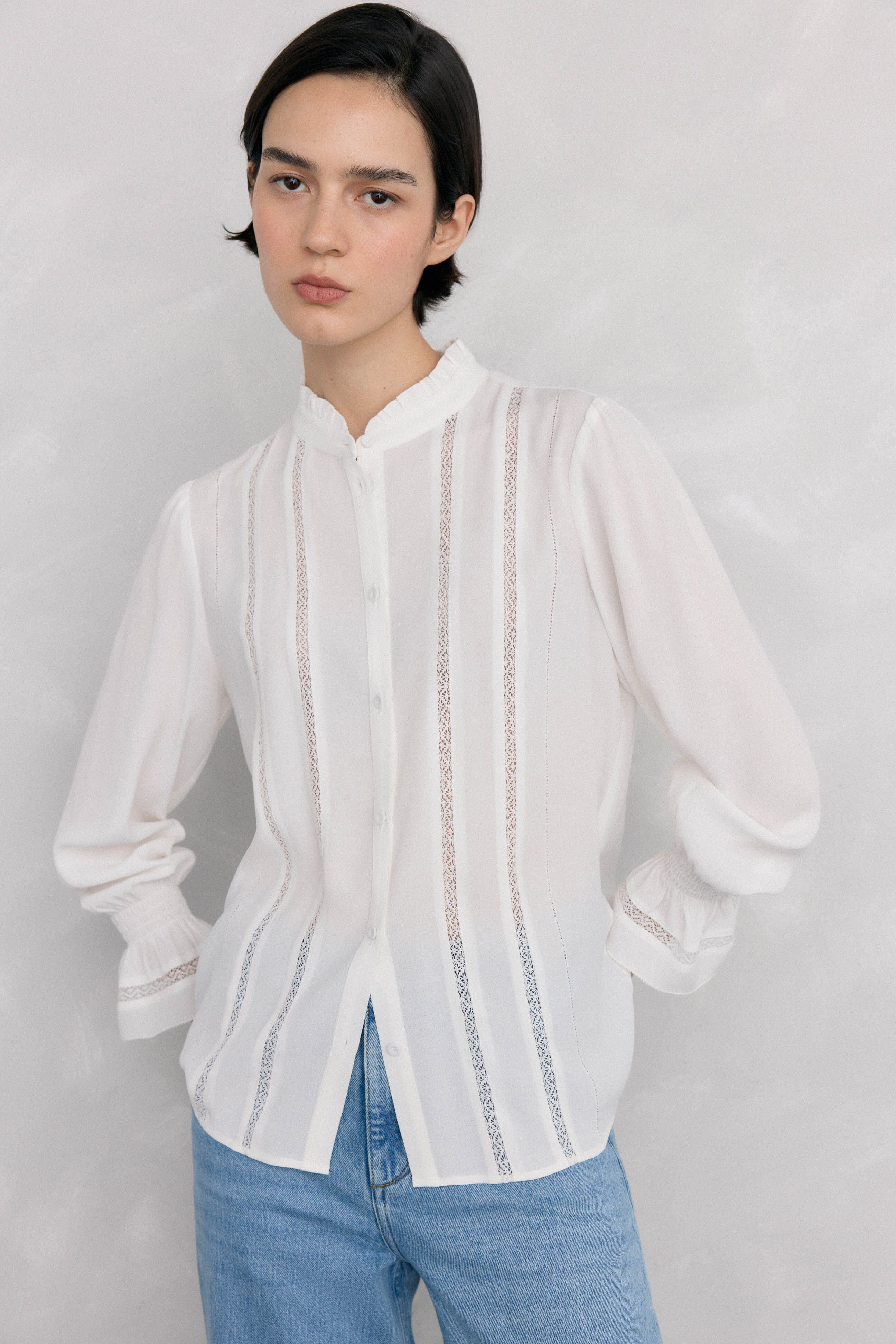 Pedro del Hierro Chiffon blouse with lace