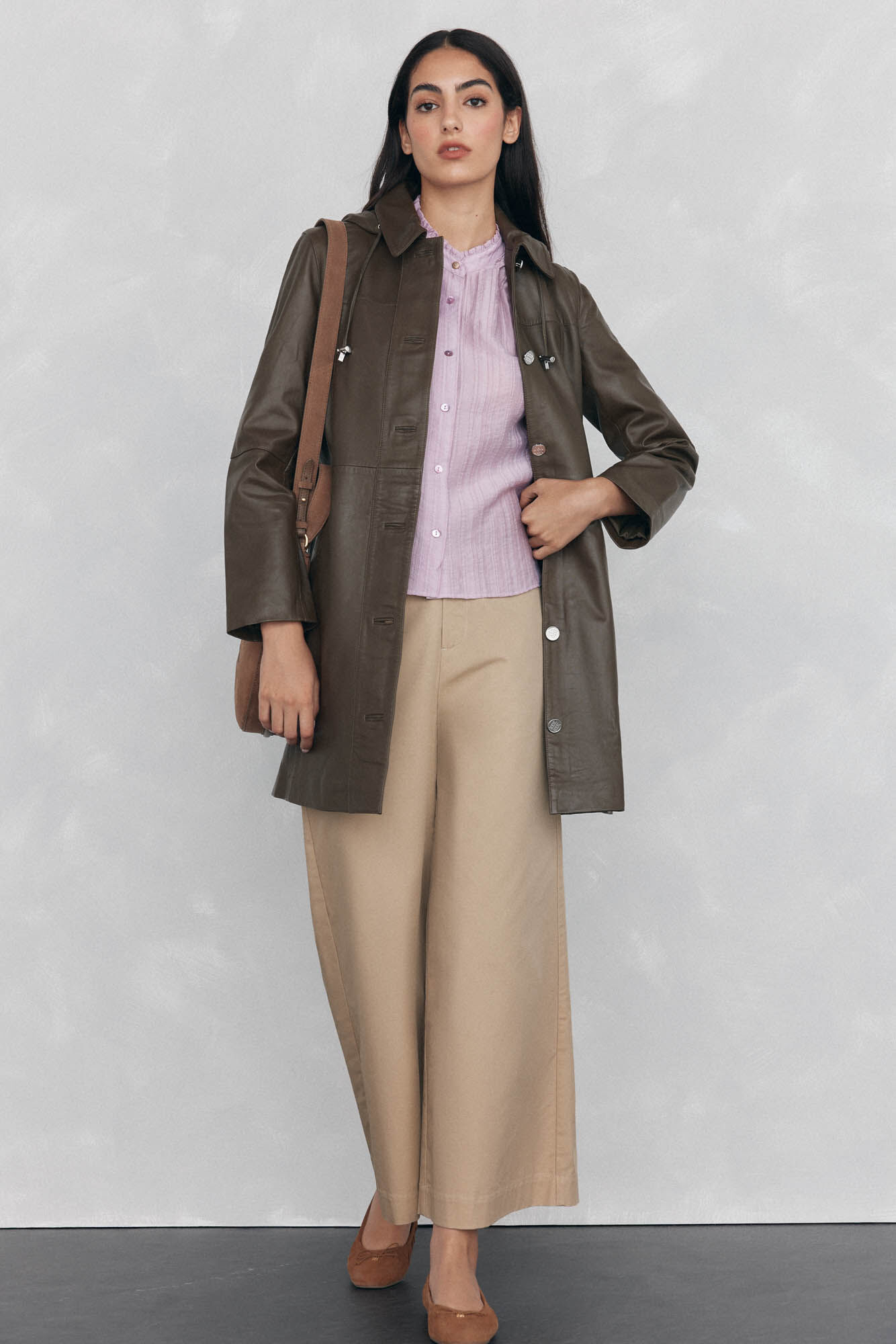 Pedro del Hierro Nappa leather jacket with hood Green