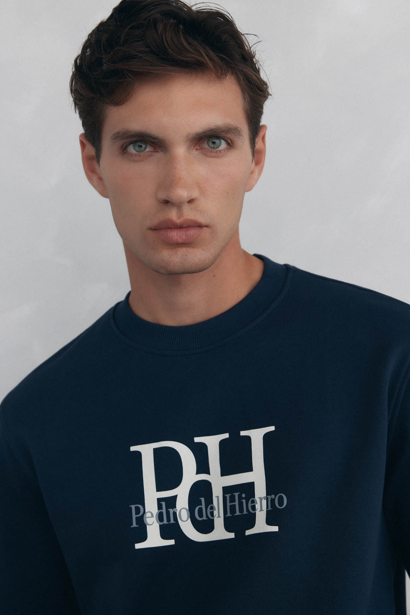 Pedro del Hierro Big logo crew neck sweatshirt Blue