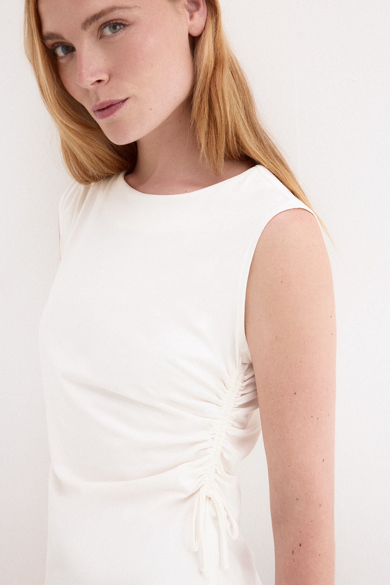 Pedro del Hierro Sleeveless T-shirt with drawstring ruching detail