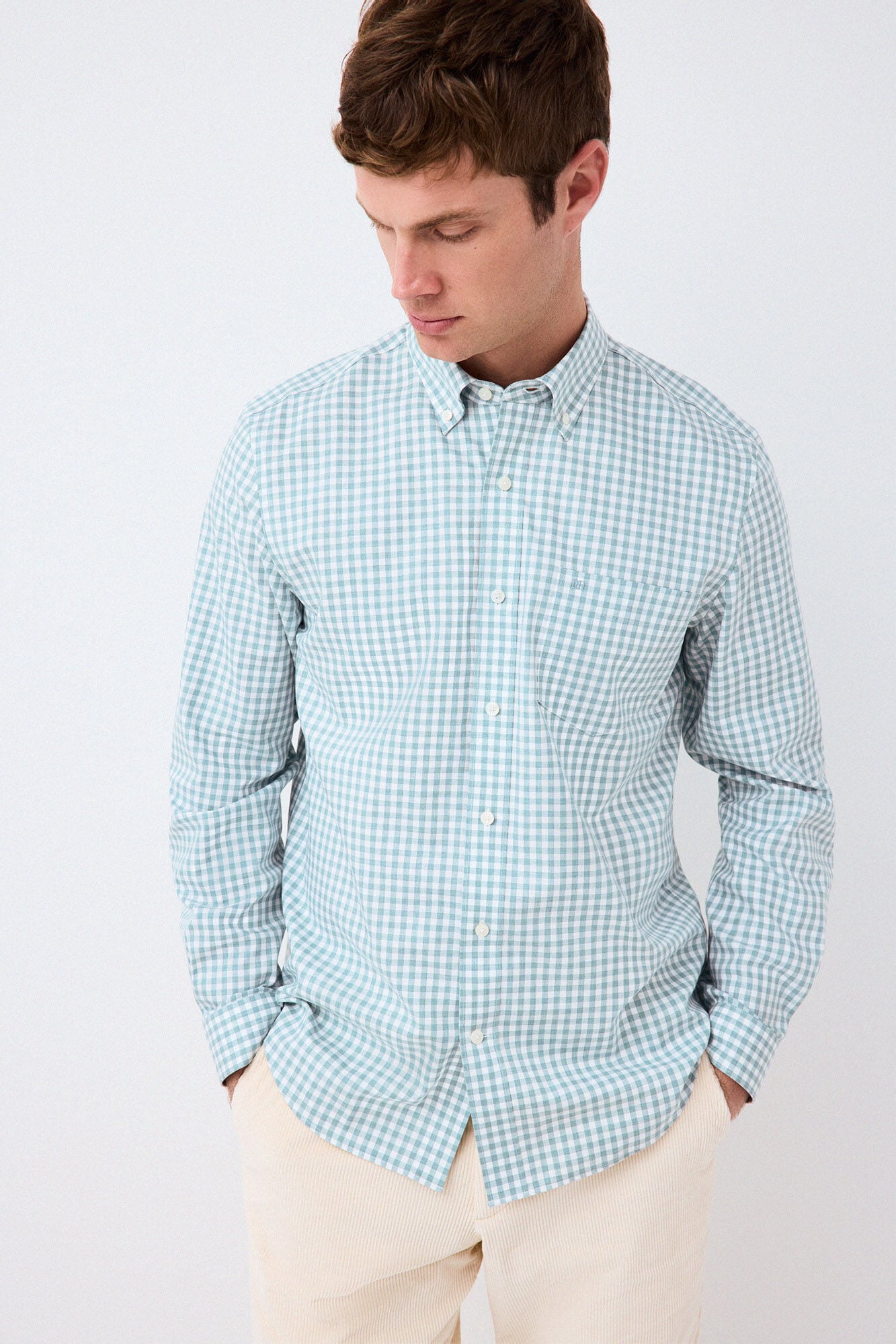 Pedro del Hierro Camisa em sarja aos quadrados