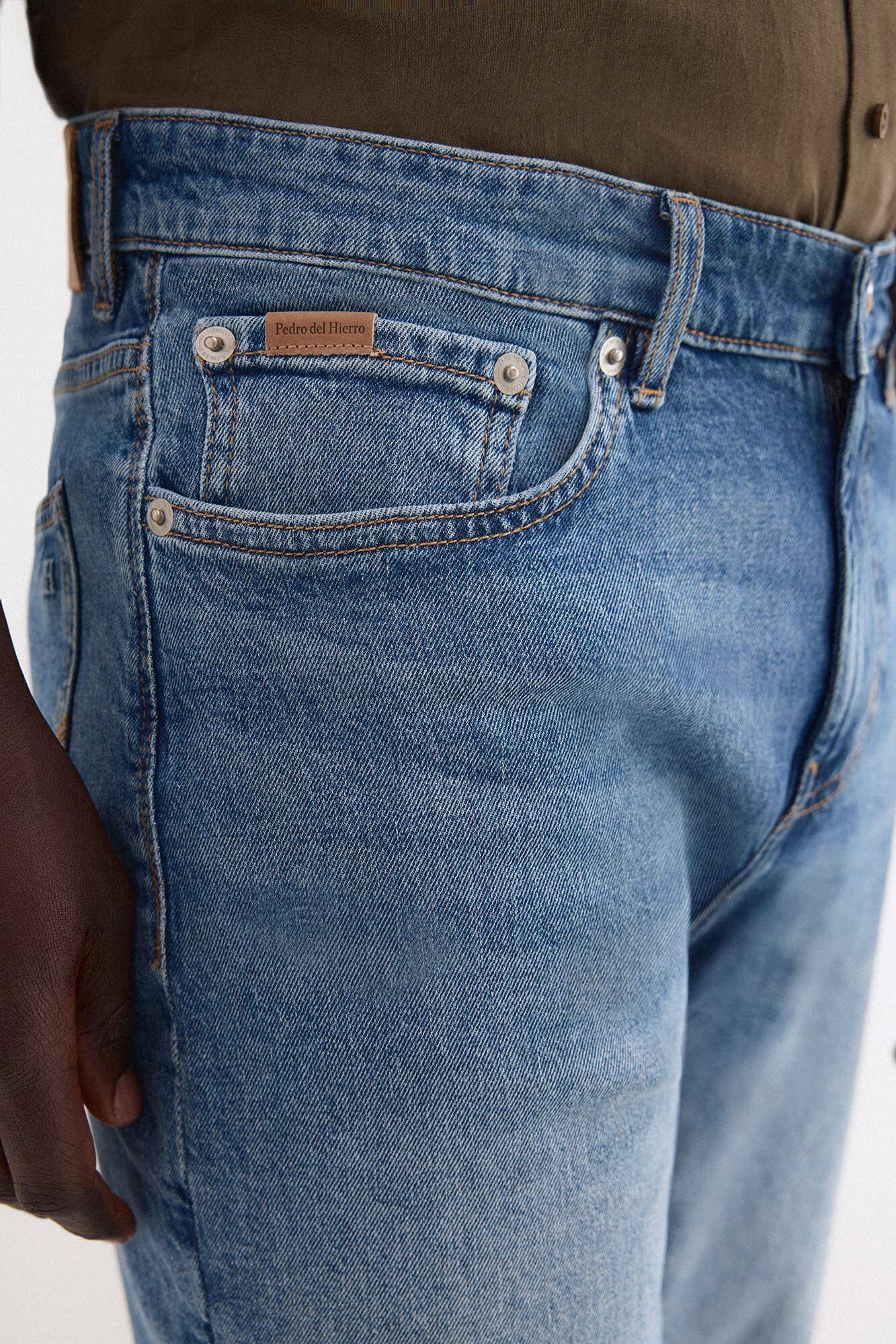 Pedro del Hierro Denim regular Bermuda shorts Blue