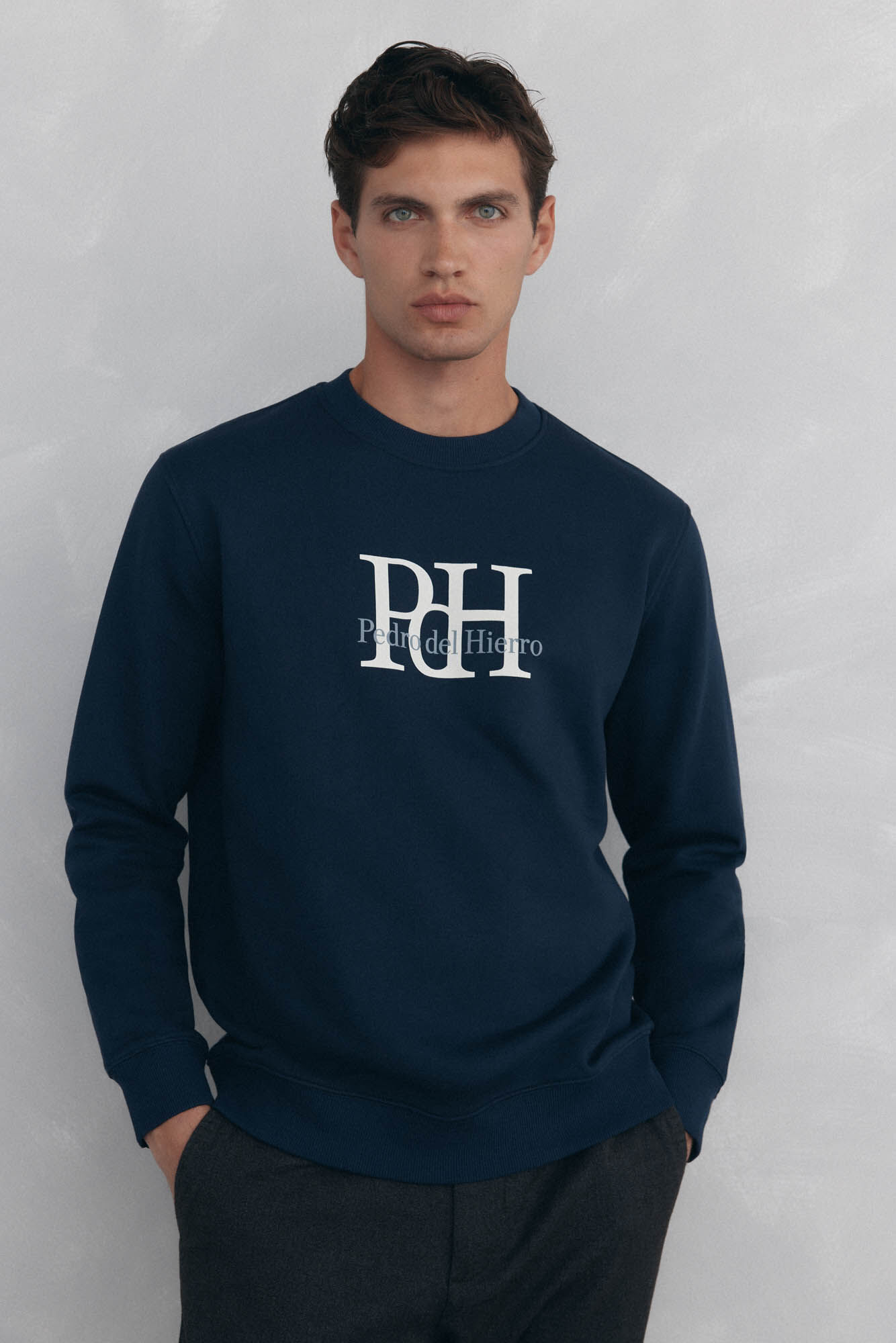 Pedro del Hierro Big logo crew neck sweatshirt Blue