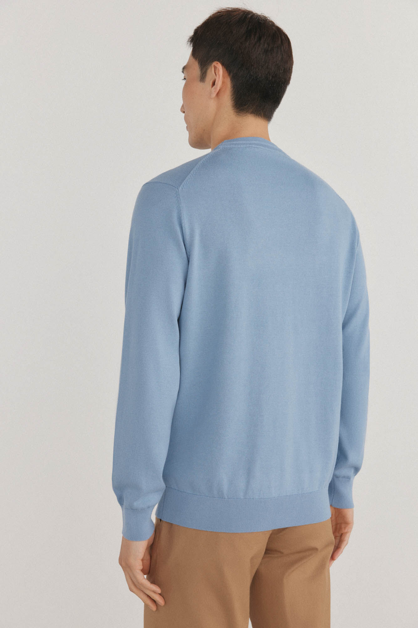 Pedro del Hierro Fine premium cotton round neck sweater Blue