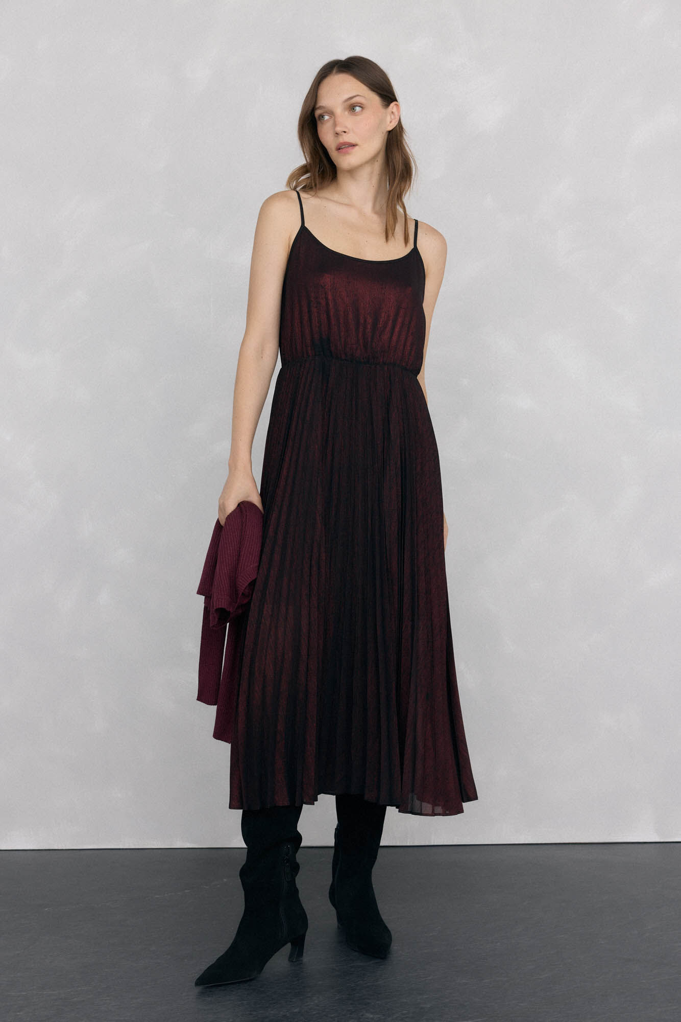 Pedro del Hierro Vestido de duas pe&ccedil;as com glitter Bordeaux
