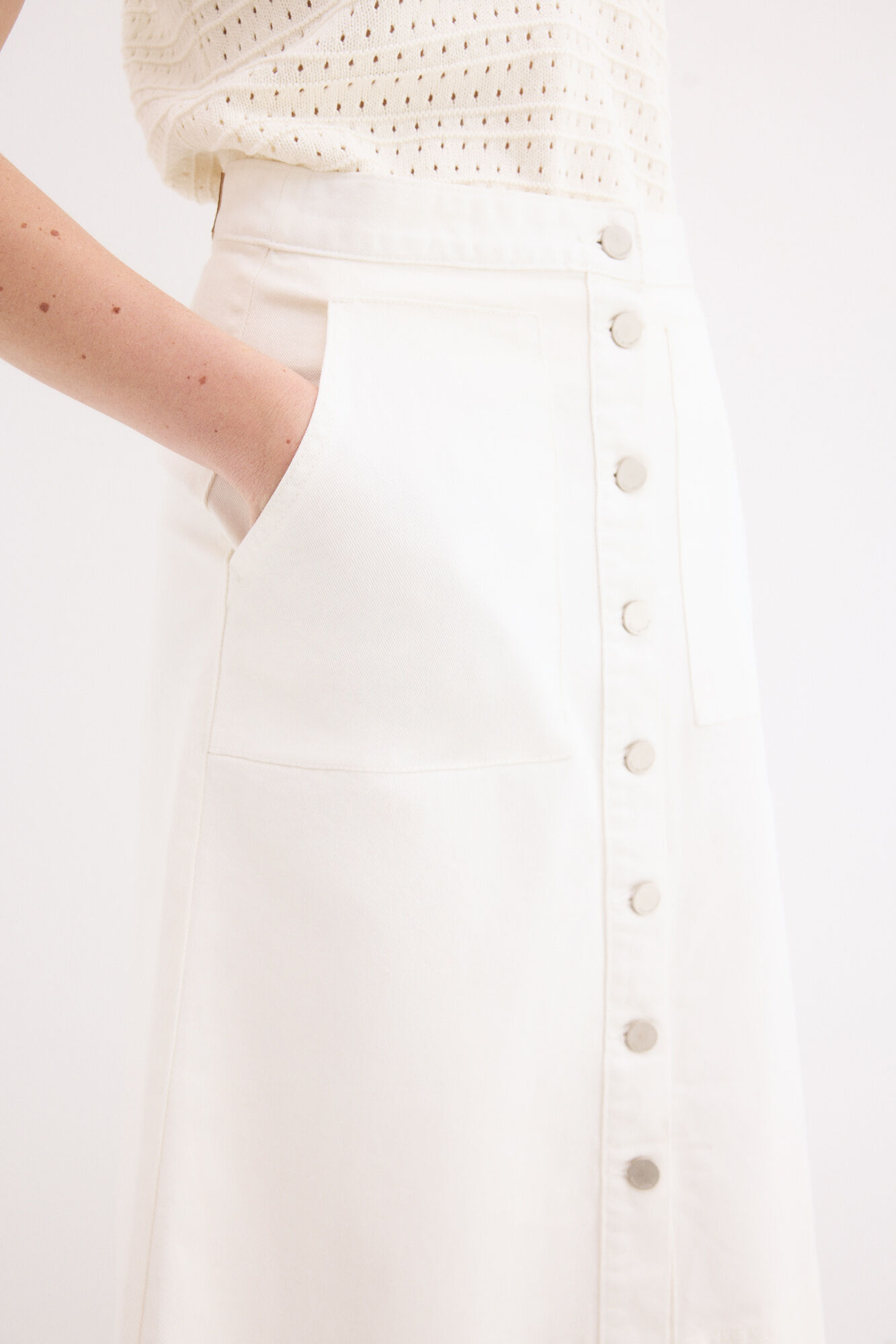 Pedro del Hierro Denim A-line skirt Ecru