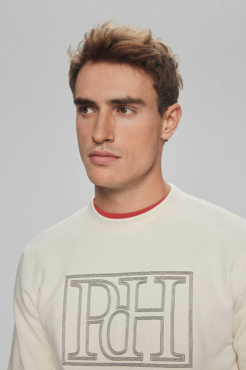 Pedro del Hierro Embroidered logo sweatshirt Beige