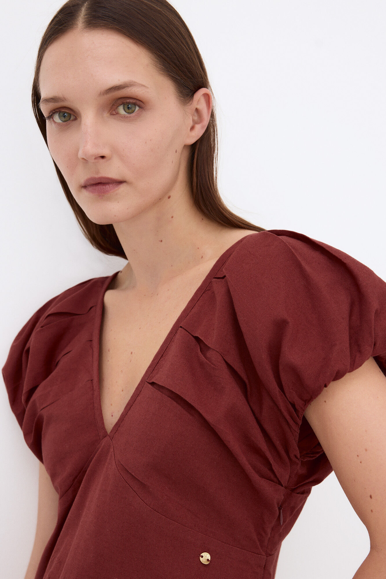 Pedro del Hierro Vestido midi comprido com flores bordadas