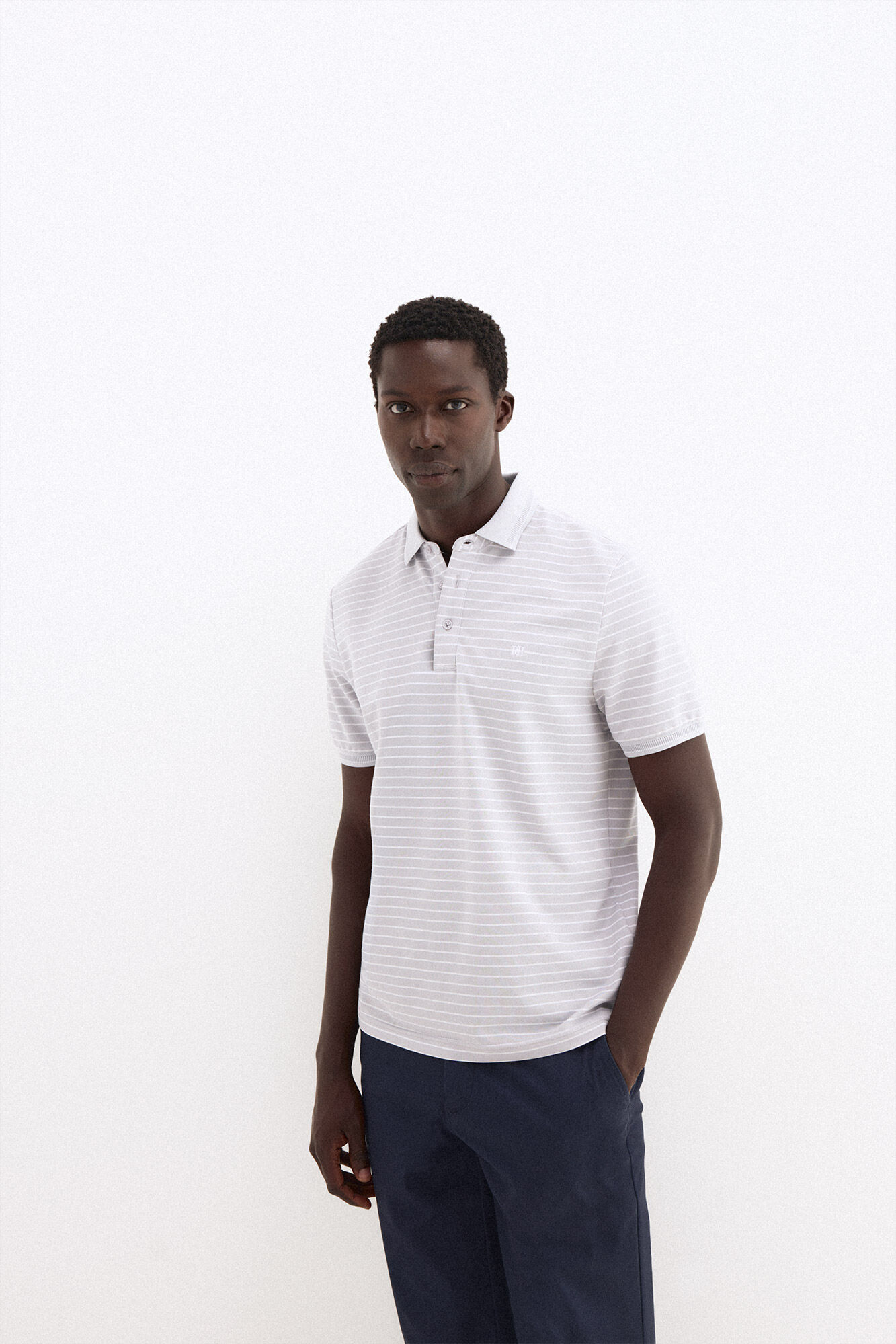 Pedro del Hierro Striped polo shirt Grey