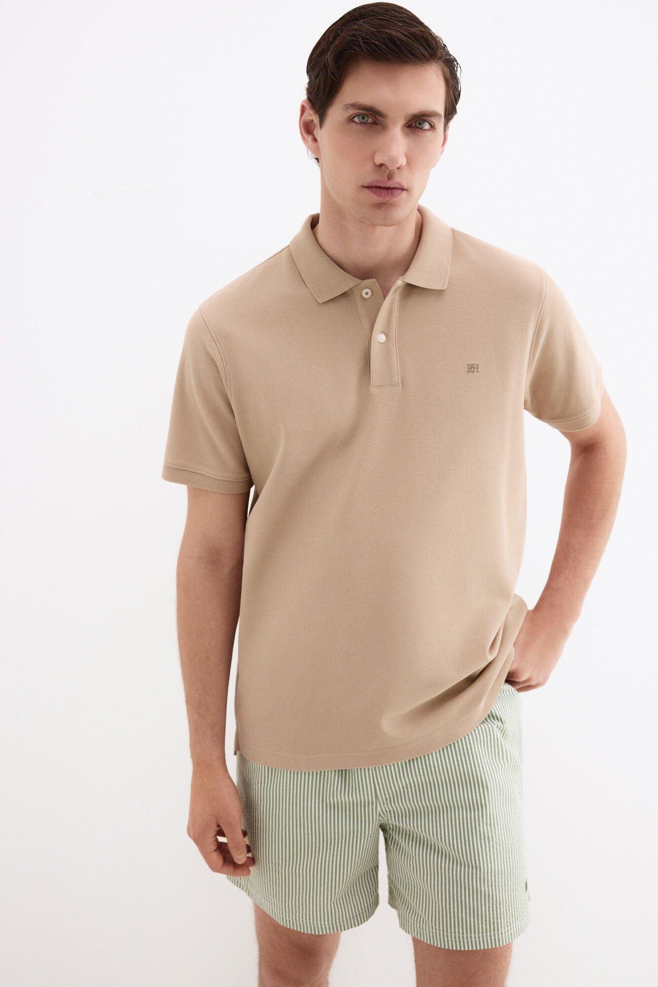 Pedro del Hierro Basic piqu&eacute; polo shirt Beige