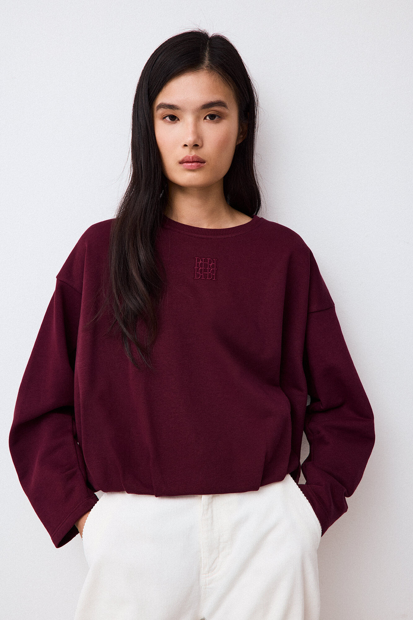 Pedro del Hierro Loose round neck sweatshirt Burgundy