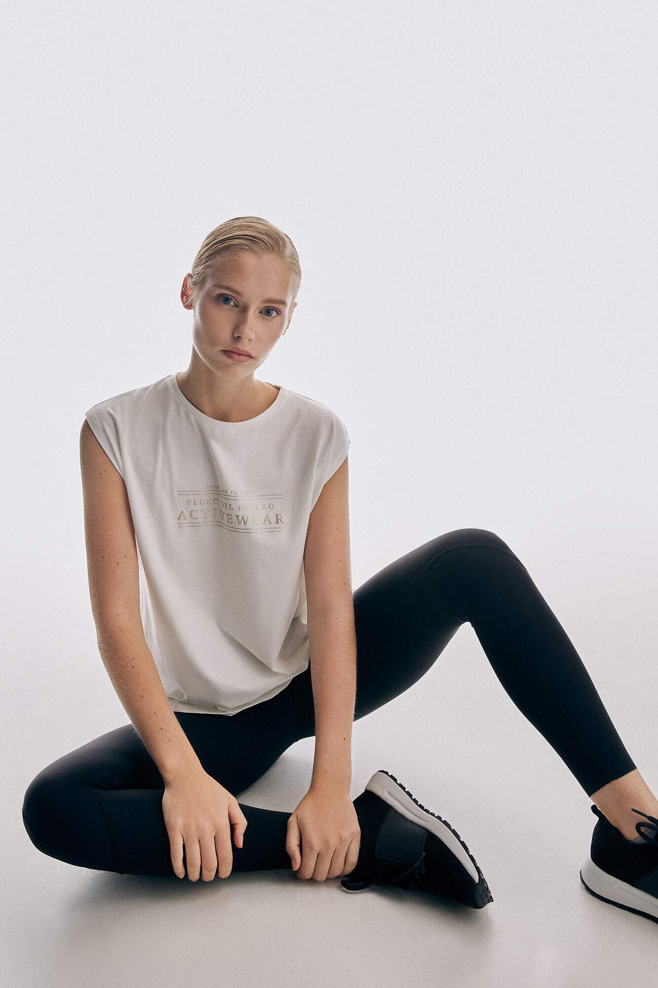 Pedro del Hierro Fluid slogan T-shirt Beige