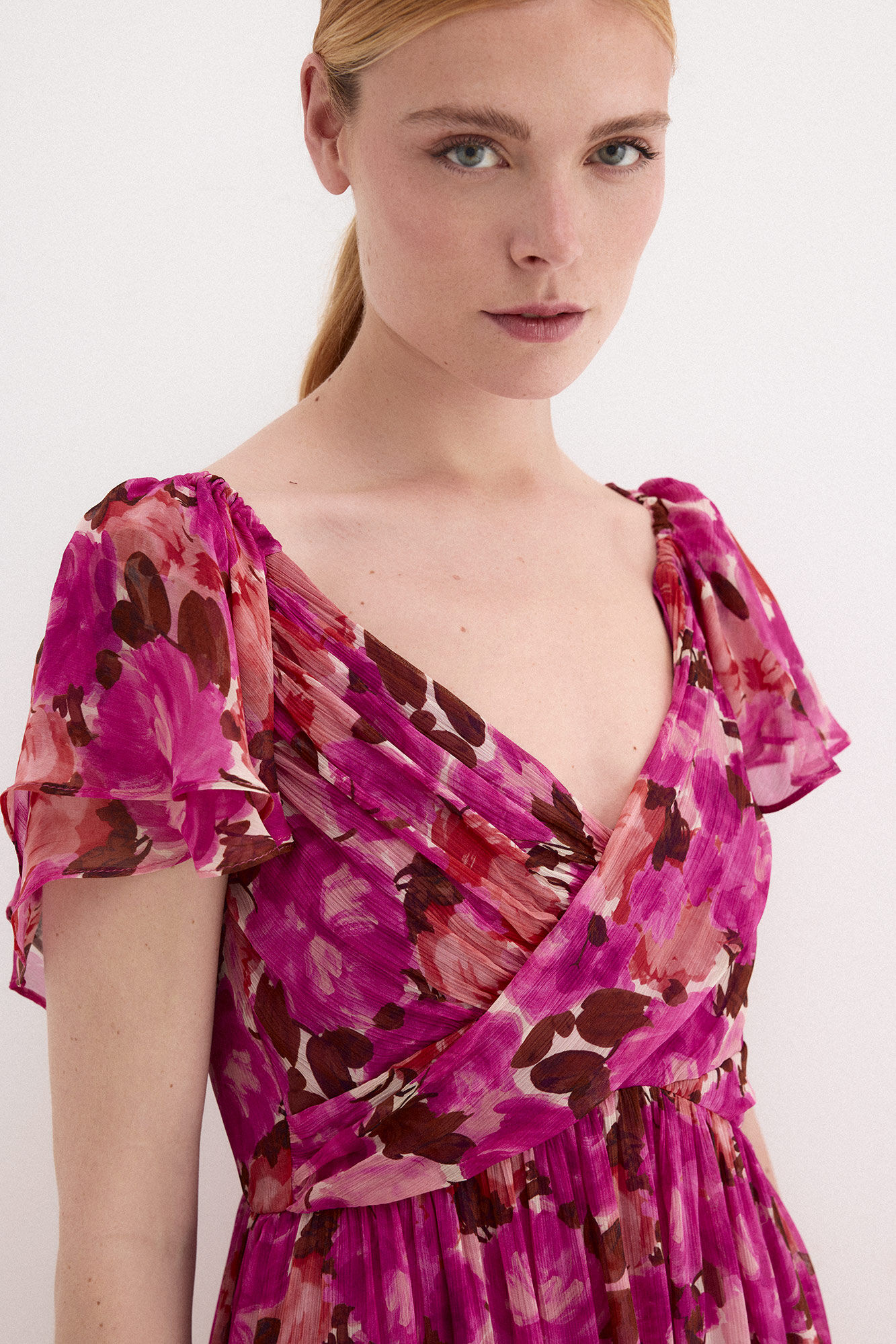 Pedro del Hierro Floral print romantic long dress Pink