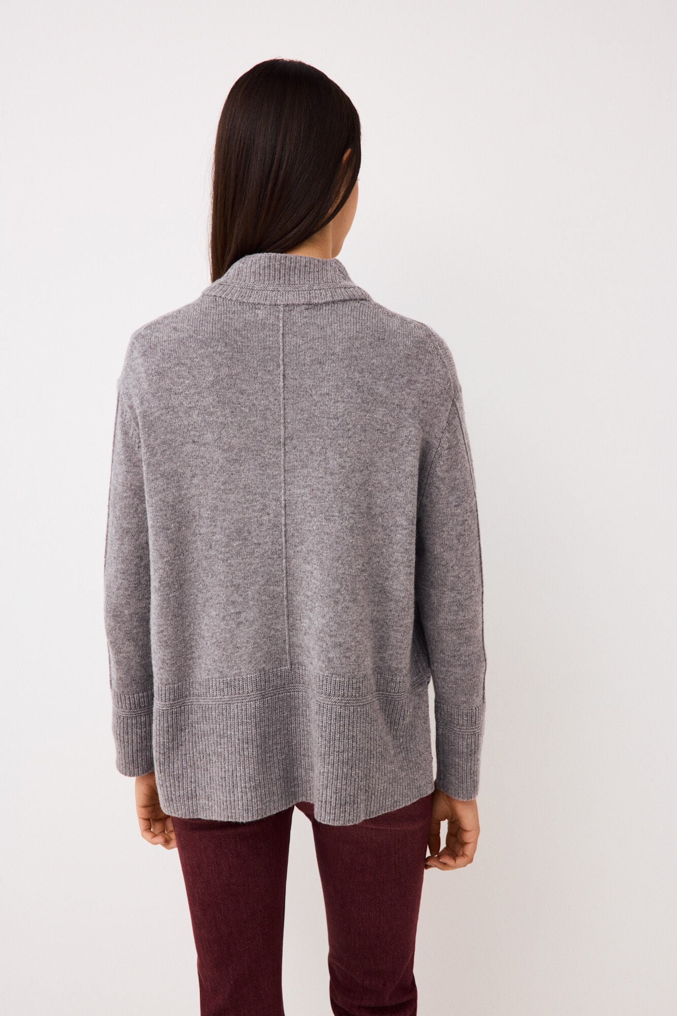 Pedro del Hierro Wool funnel neck jumper with central seam Grey