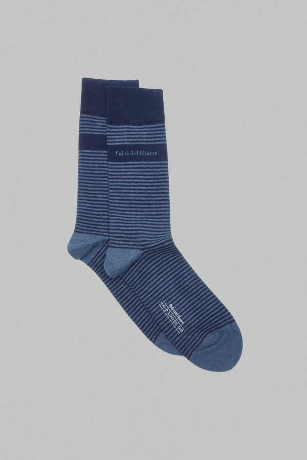 Pedro del Hierro Striped sports socks Blue