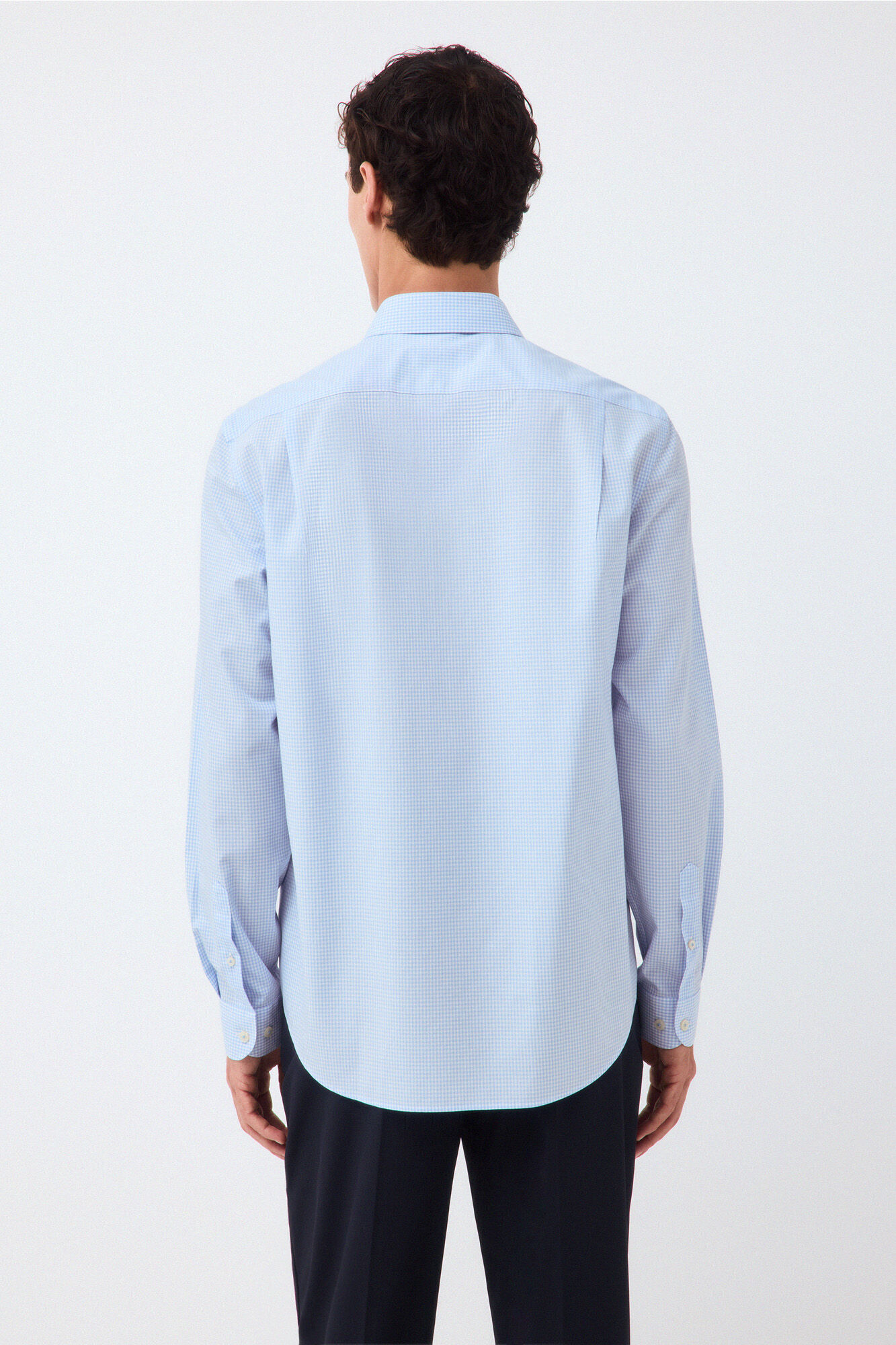 Pedro del Hierro Easy-iron plaid dress shirt Blue