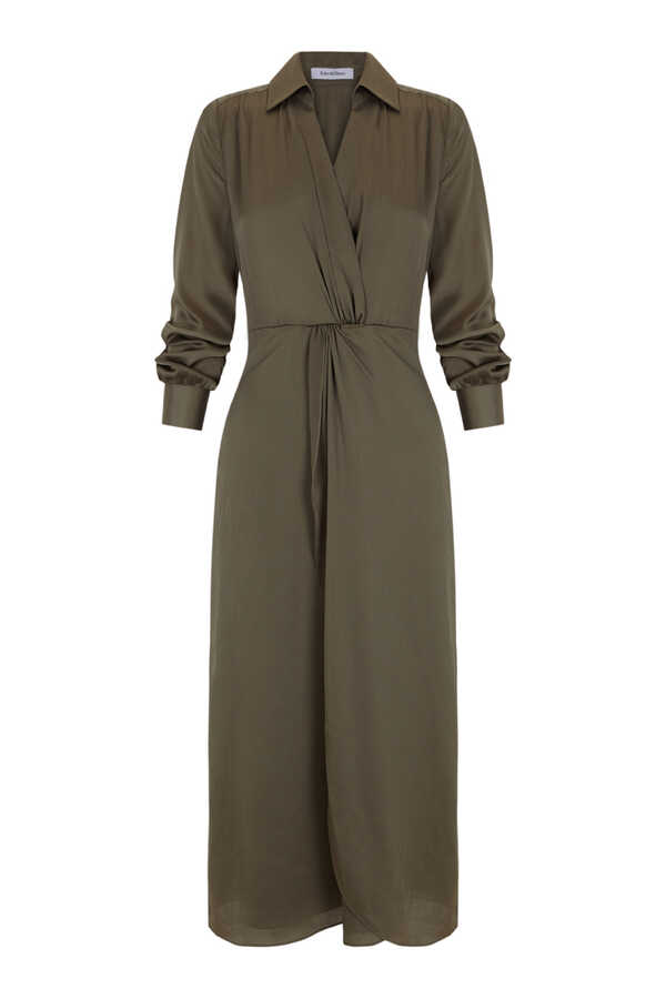 Pedro del Hierro Crossover dress with gathered side Green