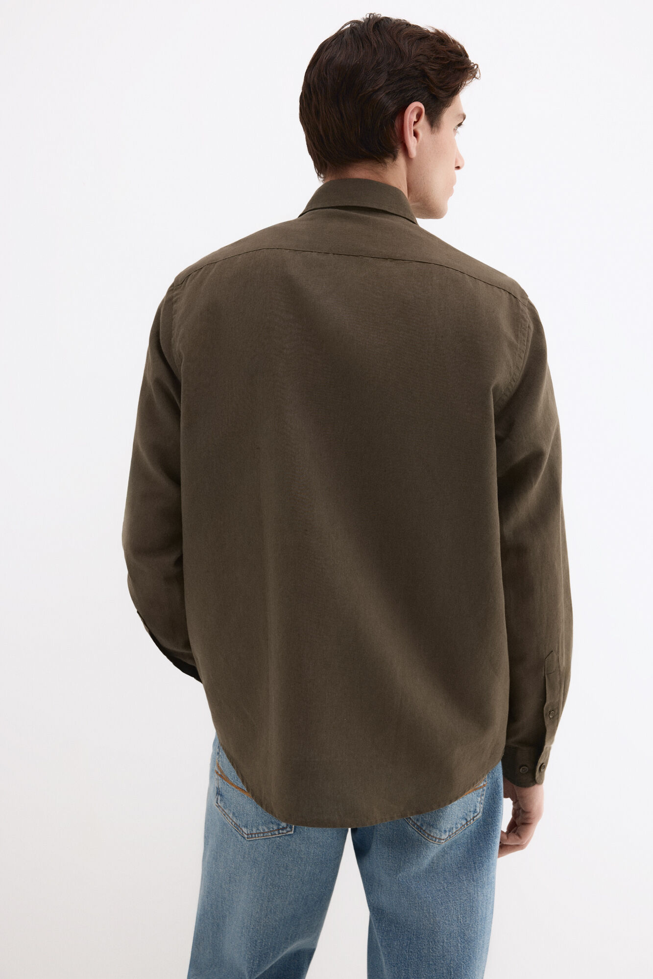 Pedro del Hierro Camisa lino bolsillos Verde