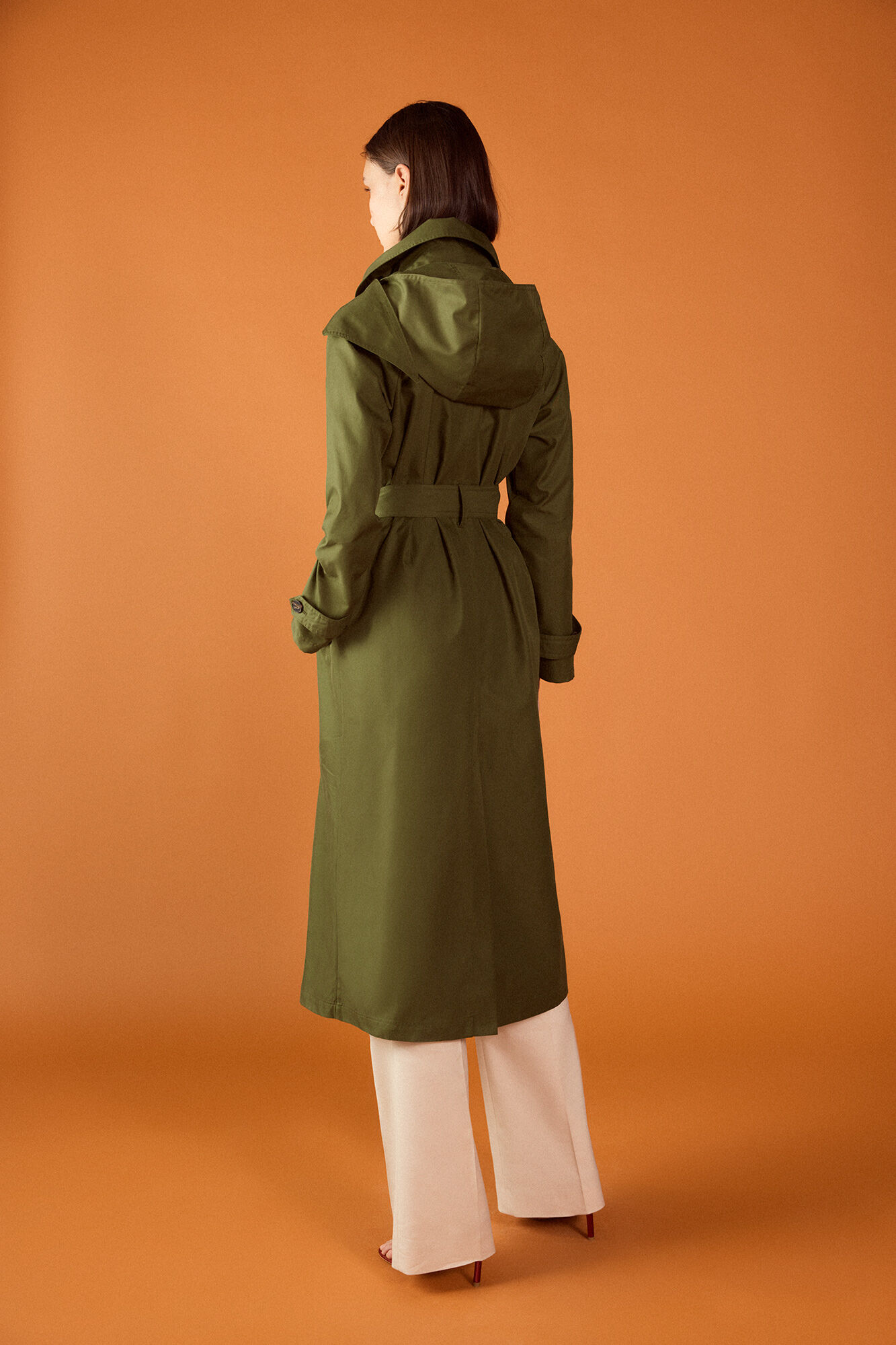 TFP by Tamara Falc&oacute; Long hooded trench coat Green