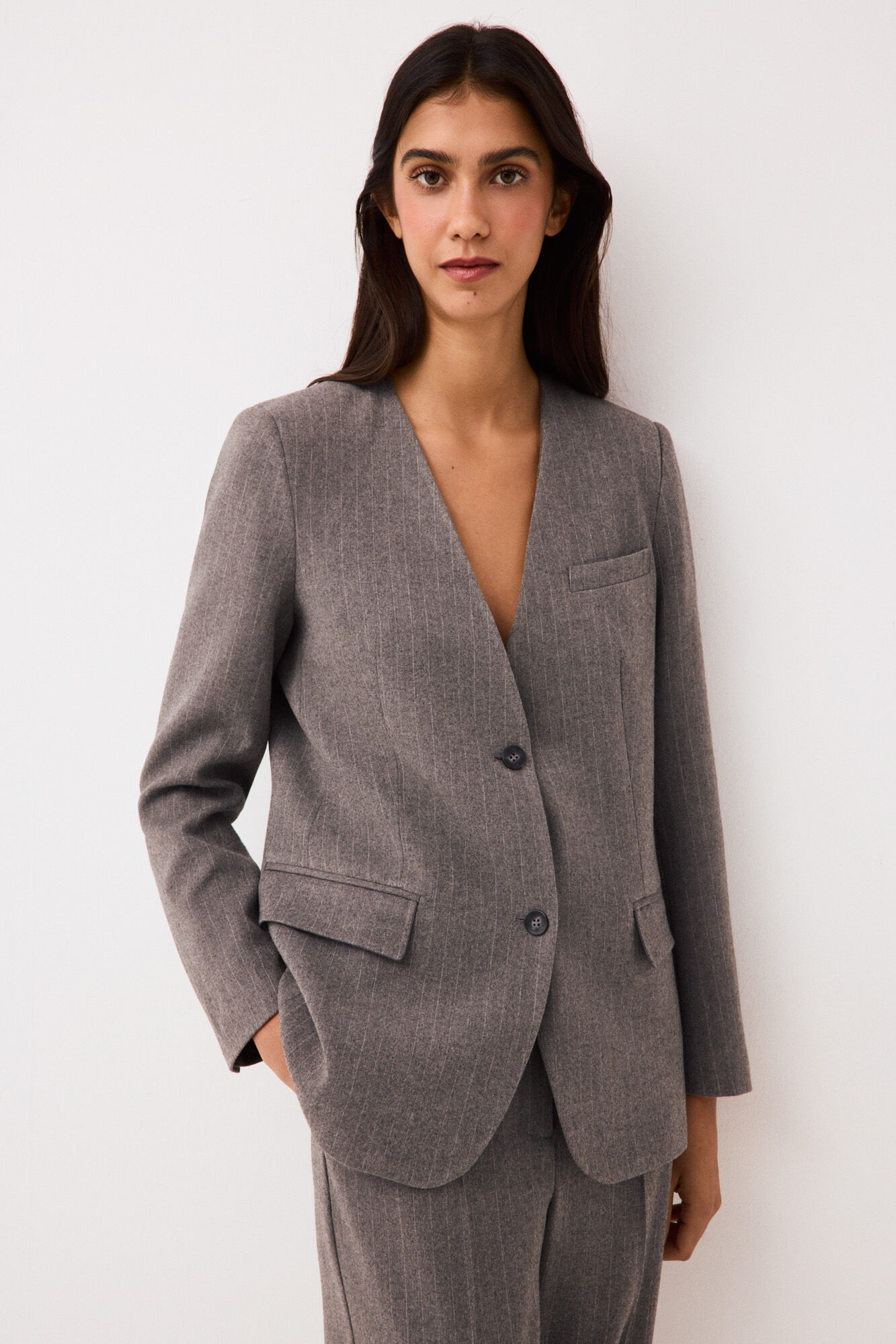 Pedro del Hierro Blazer sem aba risca de giz