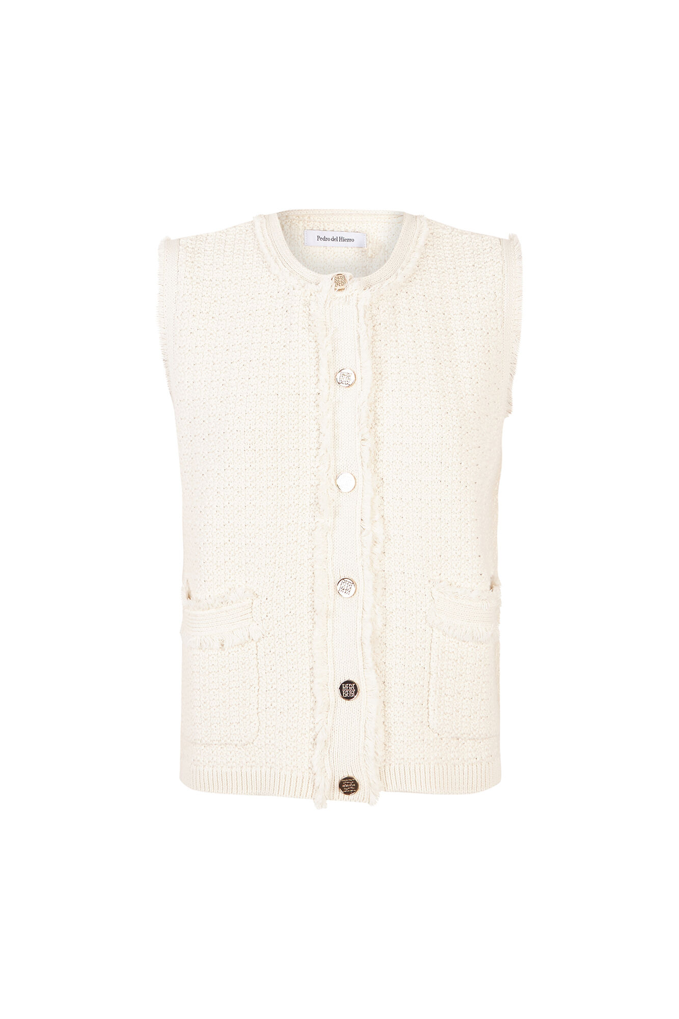 Pedro del Hierro Textured knit gilet Ecru