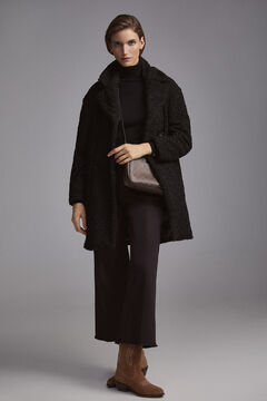 Pedro del Hierro Double-breasted sheepskin coat Black