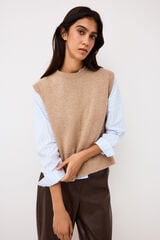 Pedro del Hierro Central seam knit gilet Beige